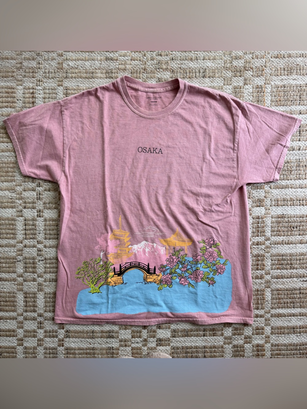 Urban Outfitters Pink Osaka Graphic Tee with Blue & Yellow Accents